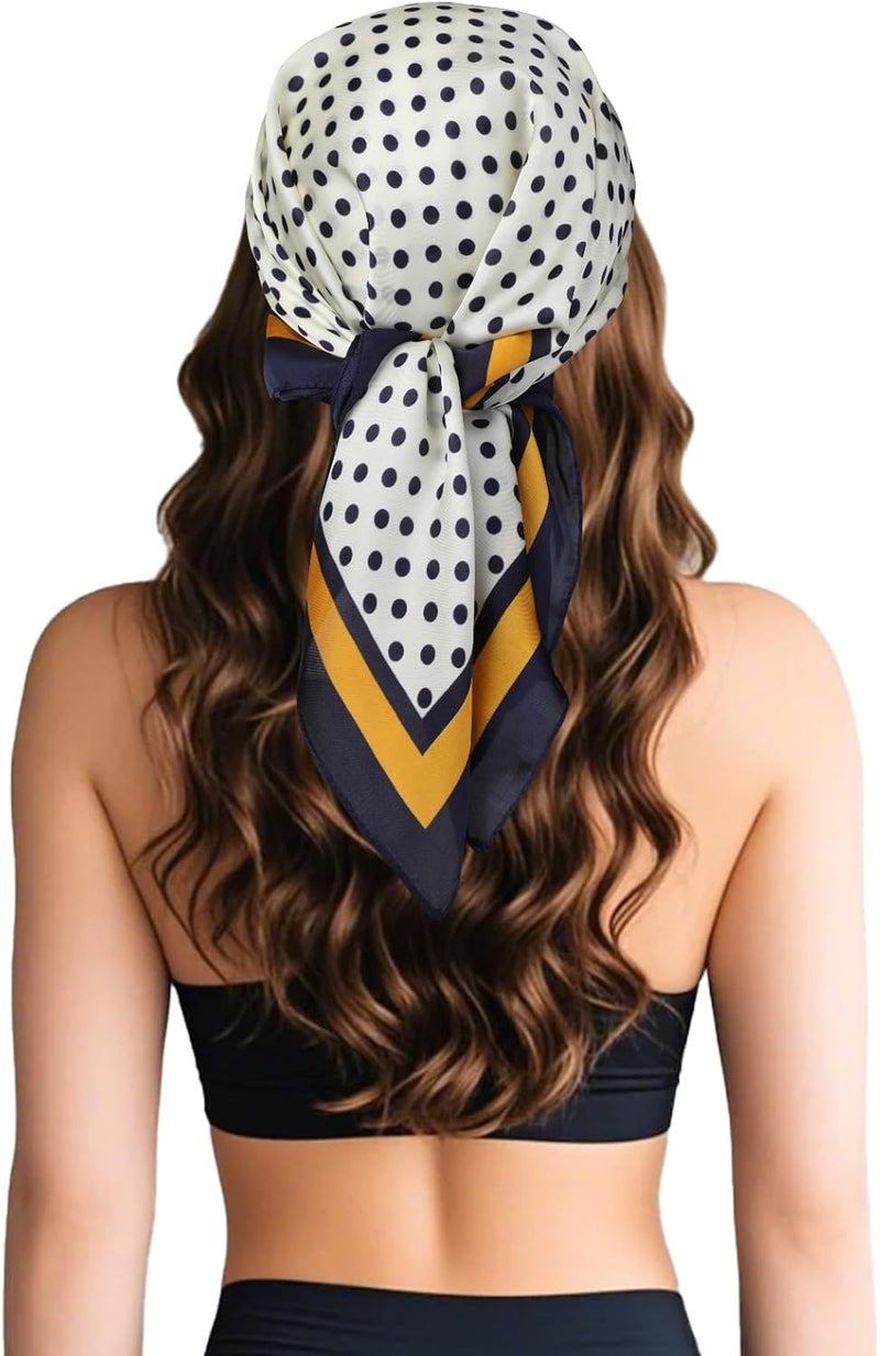 Sumolux Head Hair Scarf for Women Like Satin Silk Scarf Bandana Hair Wrapping Night Large Square Scarves 27.5" - Image 4